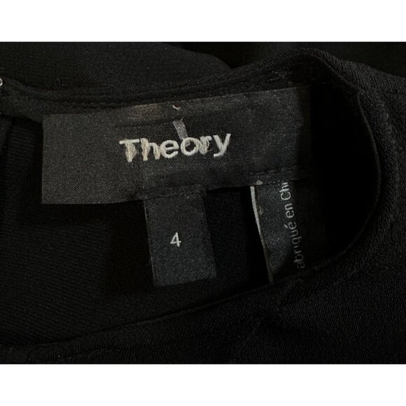 Theory Sz 4 Black Pleated Admiral Crepe Sleeveless Day Dress Sheath Shift - Picture 15 of 16